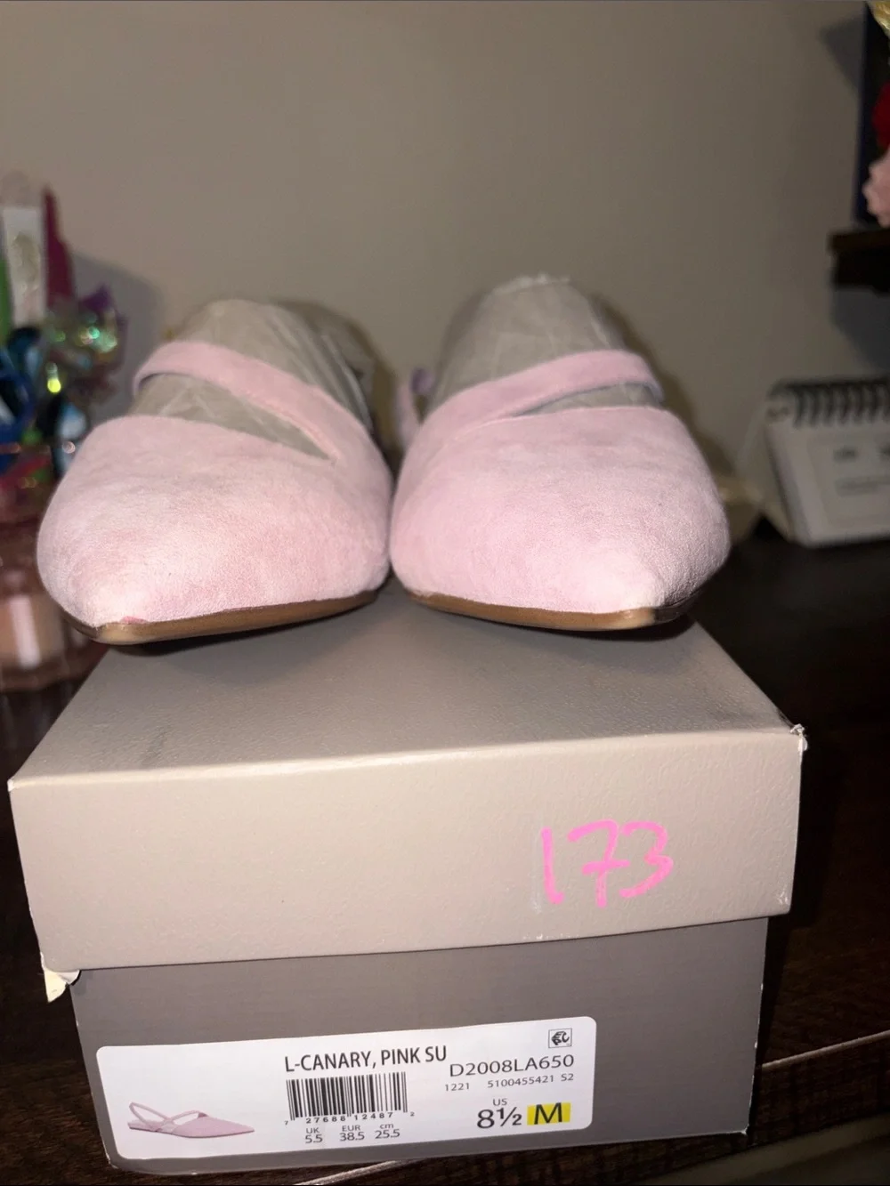 Franco Sarto Blush Pink Suede Pointed Slingback Flats